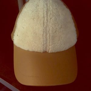 UGG Leather Baseball Cap with Shearling Sheepskin